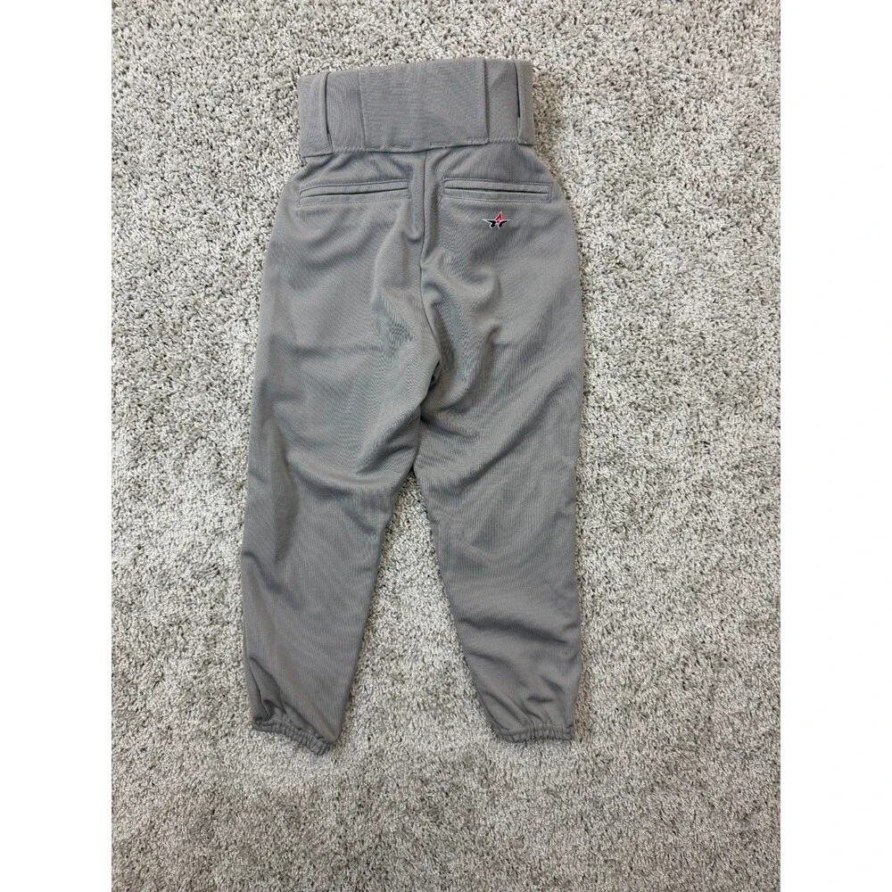Alleson Athletic Youth XS Gray Baseball Pants Double Knee Elastic Cuff Belt Loop